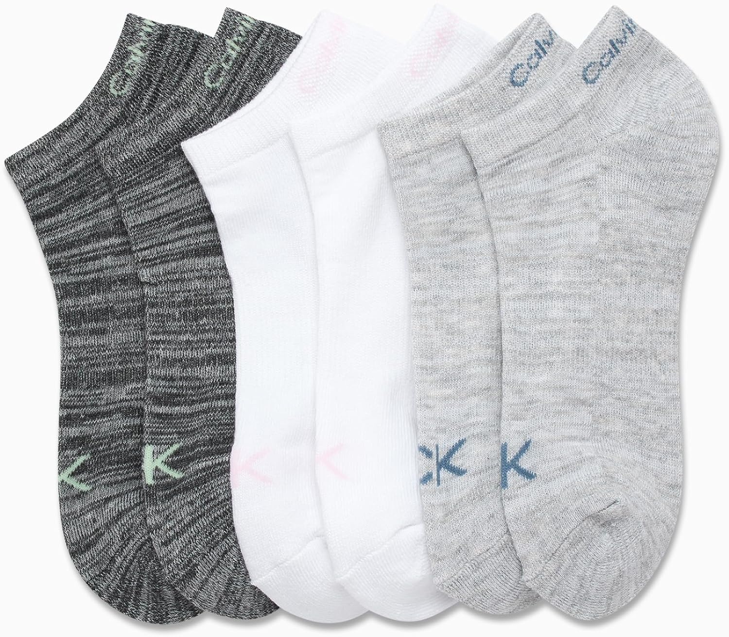 image:imageCalvin Klein Womens No Show Socks 6 Pack Breathable Cotton Blend Athletic Performance Low Cut Running Socks for WomenWhiteGrey