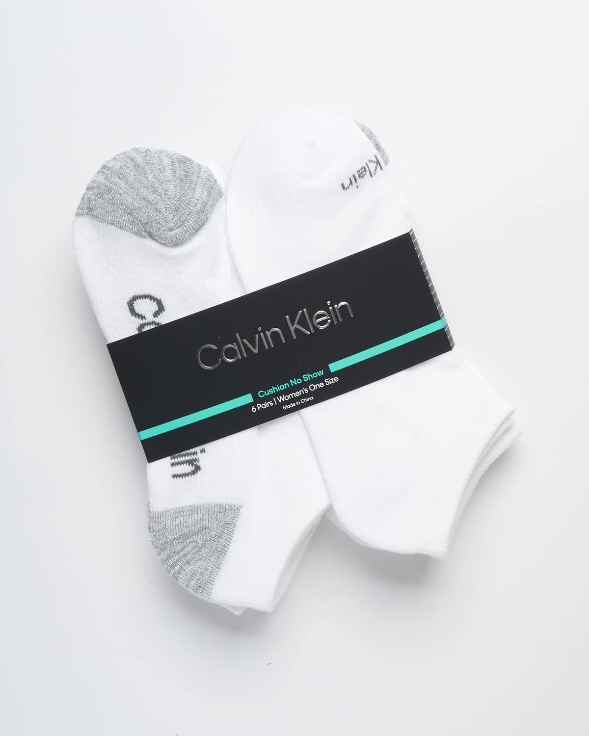 image:imageCalvin Klein Womens No Show Socks 6 Pack Breathable Cotton Blend Athletic Performance Low Cut Running Socks for WomenWhiteGrey Tip