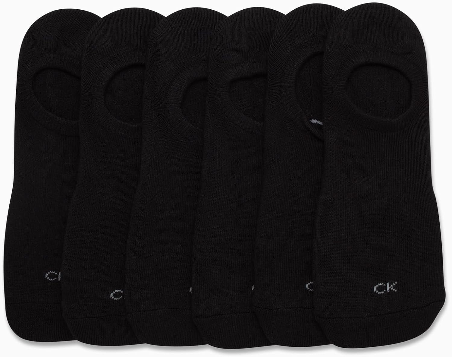 image:imageCalvin Klein Womens No Show Socks 6 Pack Lightweight Cotton Blend Invisible No Slip Sneaker Liners Athletic Socks for WomenAll Black