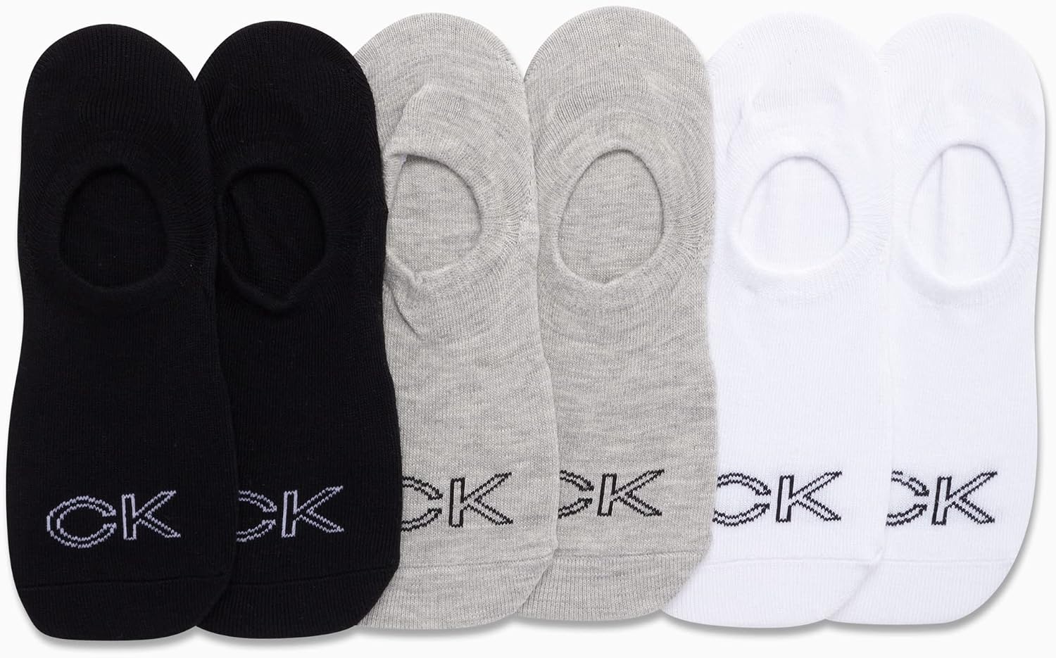 image:imageCalvin Klein Womens No Show Socks 6 Pack Lightweight Cotton Blend Invisible No Slip Sneaker Liners Athletic Socks for WomenGreyWhiteBlack
