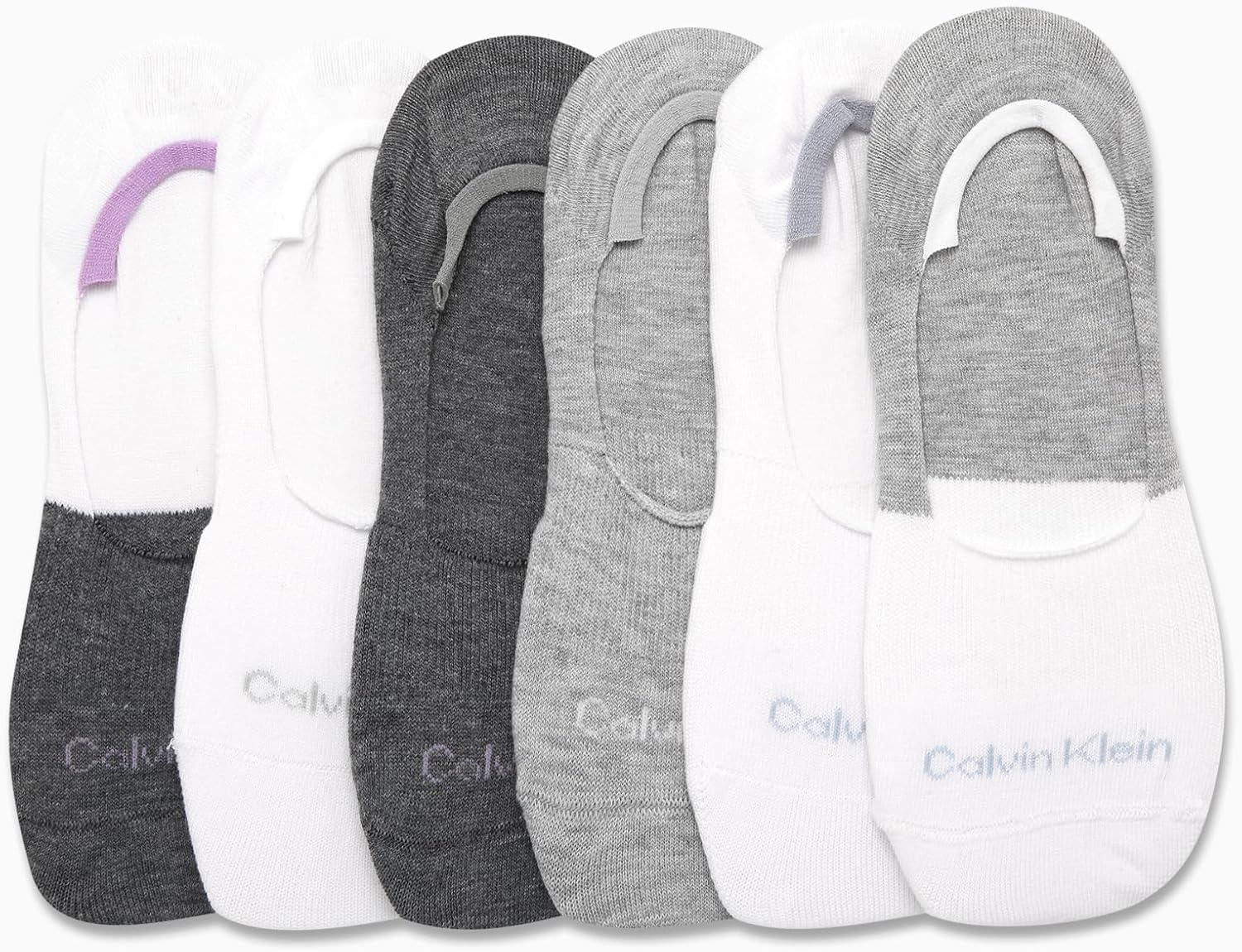 image:imageCalvin Klein Womens No Show Socks 6 Pack Lightweight Cotton Blend Invisible No Slip Sneaker Liners Athletic Socks for WomenWhiteGrey Assorted
