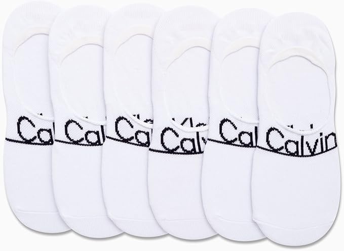 image:imageCalvin Klein Womens No Show Socks 6 Pack Non Slip Heel Lightweight Cotton Blend Invisible Liner Socks for WomenClassic White