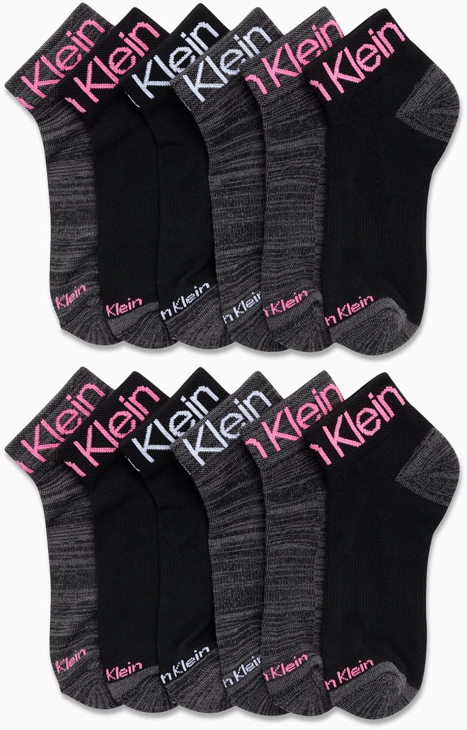 image:imageCalvin Klein Womens Quarter Socks 12 Pack Breathable Cushioned Athletic Ankle Socks for Women for Running and WorkoutBlack Assorted