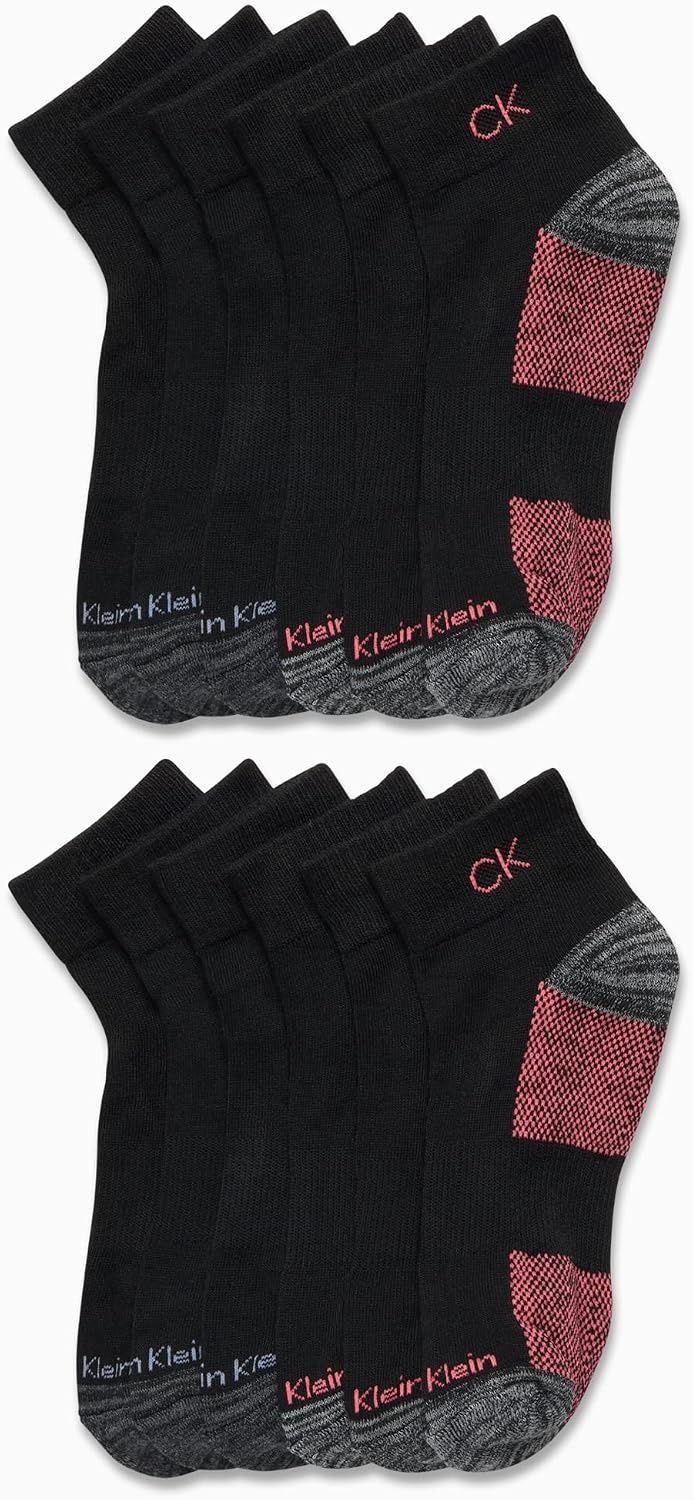 image:imageCalvin Klein Womens Quarter Socks 12 Pack Breathable Cushioned Athletic Ankle Socks for Women for Running and WorkoutBlack Ck