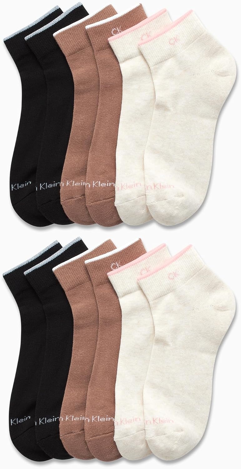 image:imageCalvin Klein Womens Quarter Socks 12 Pack Breathable Cushioned Athletic Ankle Socks for Women for Running and WorkoutOatmeal Heather