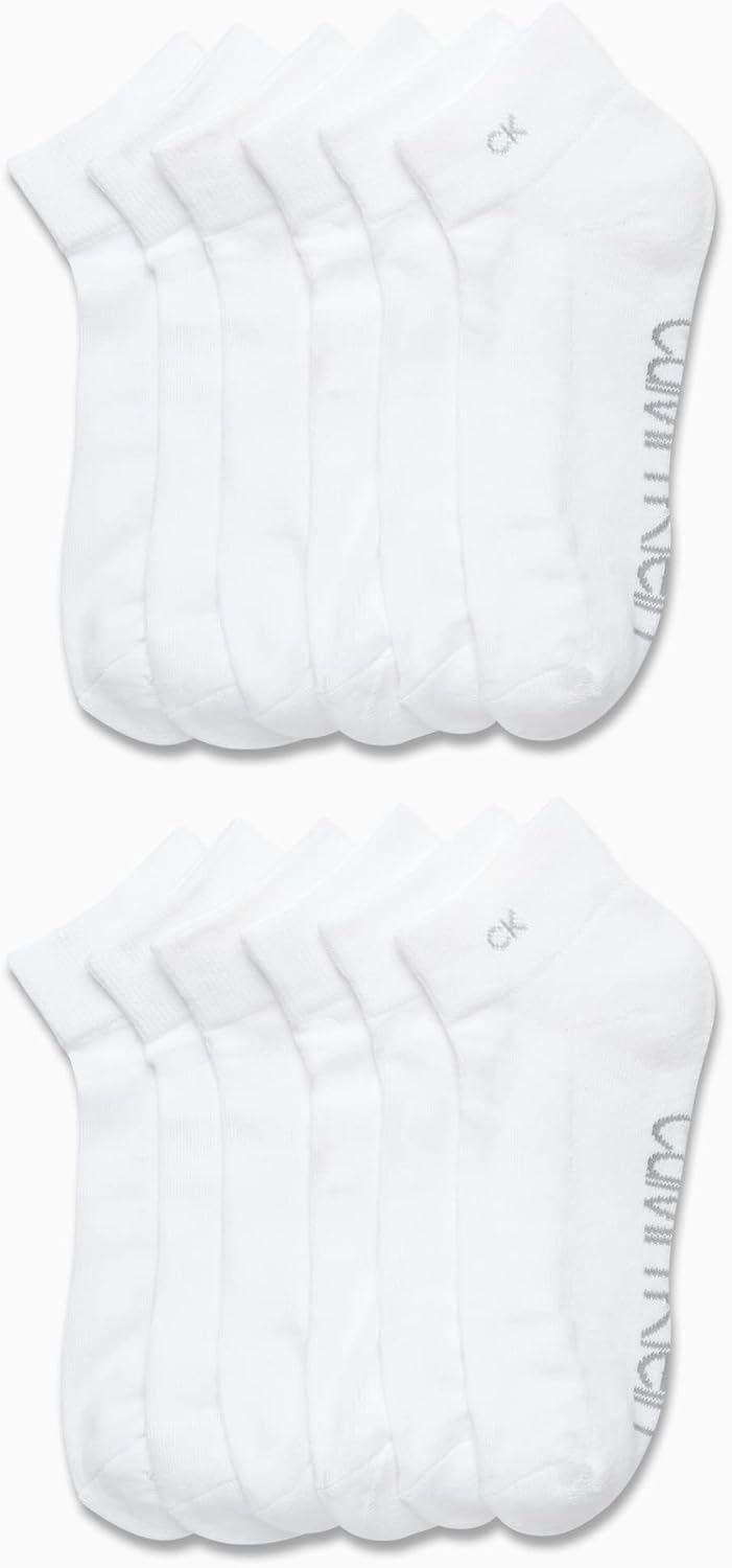 image:imageCalvin Klein Womens Quarter Socks 12 Pack Breathable Cushioned Athletic Ankle Socks for Women for Running and WorkoutPure White