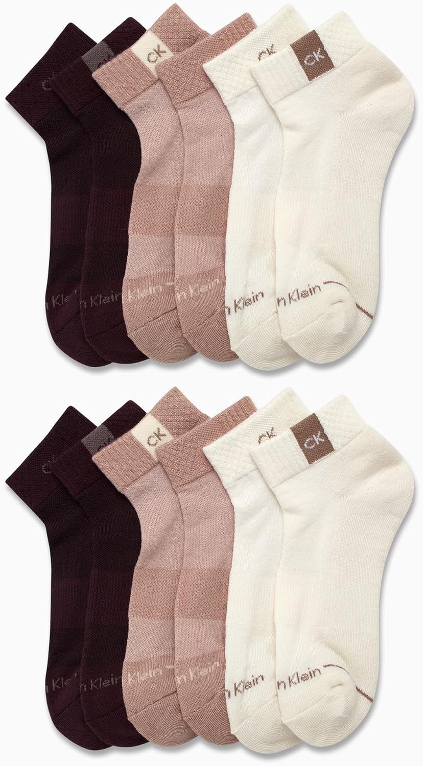 image:imageCalvin Klein Womens Quarter Socks 12 Pack Soft Cushioned Athletic Ankle Socks for Women for Running and WorkoutBeige Assorted