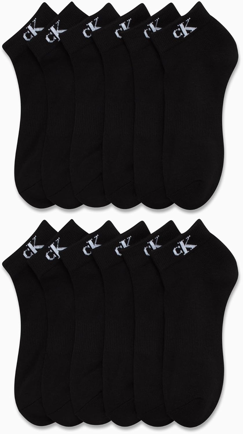 image:imageCalvin Klein Womens Quarter Socks 12 Pack Soft Cushioned Athletic Ankle Socks for Women for Running and WorkoutBlack