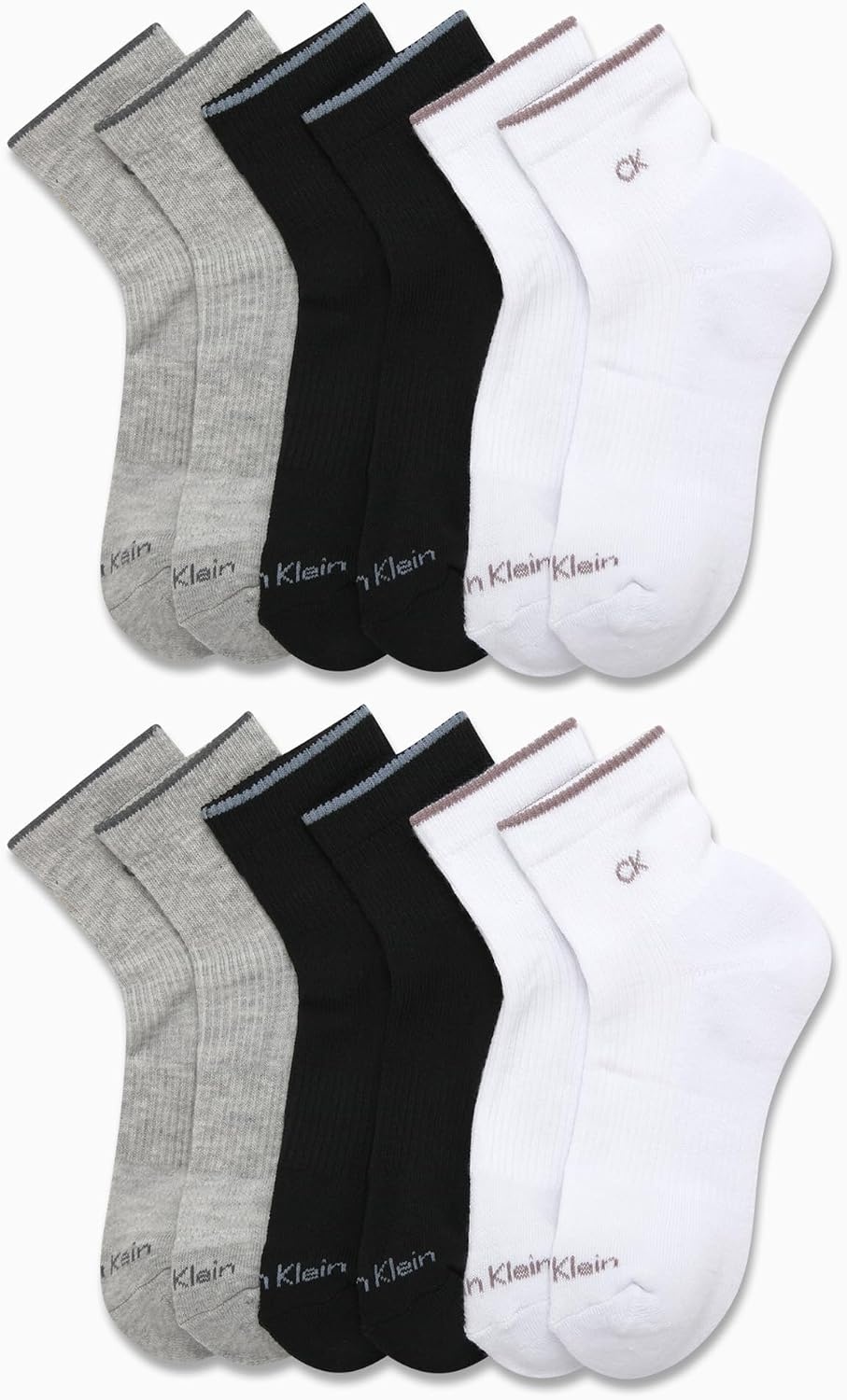 image:imageCalvin Klein Womens Quarter Socks 12 Pack Soft Cushioned Athletic Ankle Socks for Women for Running and WorkoutBlack Grey Multi