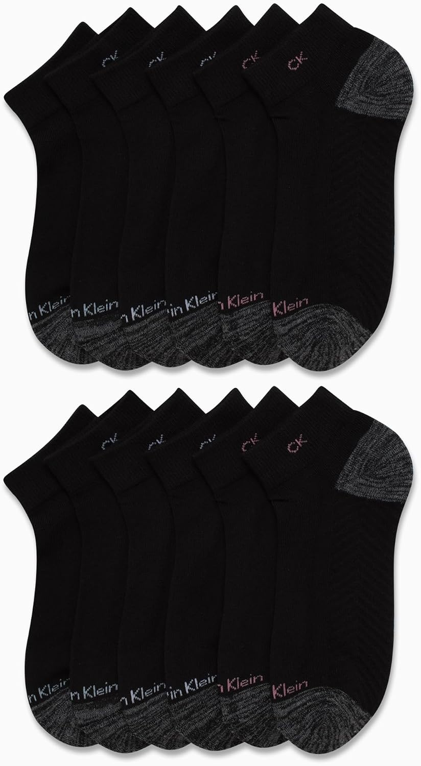 image:imageCalvin Klein Womens Quarter Socks 12 Pack Soft Cushioned Athletic Ankle Socks for Women for Running and WorkoutBlack Multi