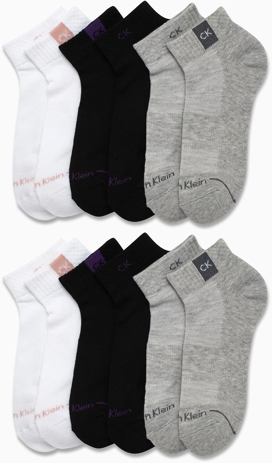 image:imageCalvin Klein Womens Quarter Socks 12 Pack Soft Cushioned Athletic Ankle Socks for Women for Running and WorkoutGrey Multi