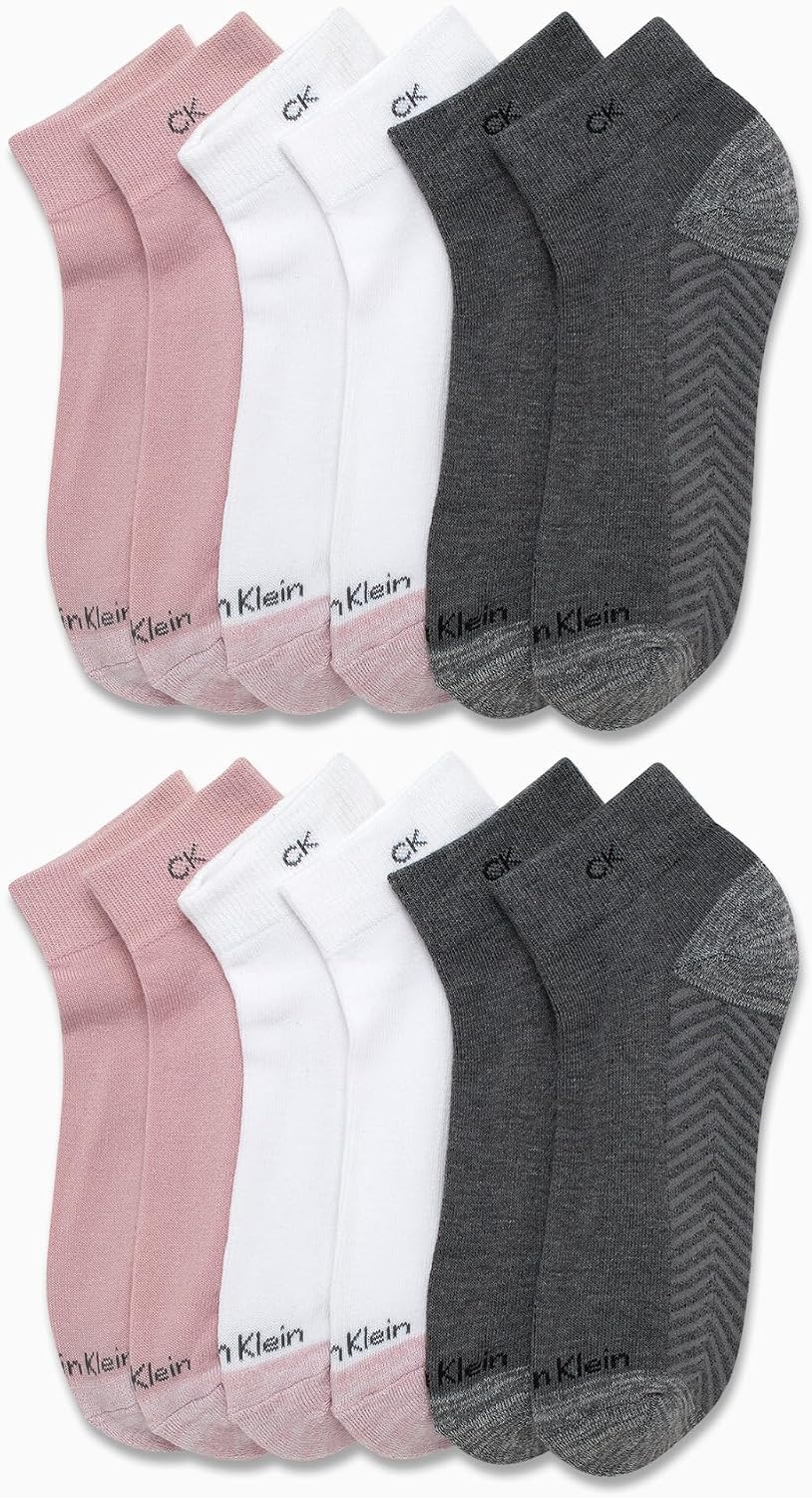 image:imageCalvin Klein Womens Quarter Socks 12 Pack Soft Cushioned Athletic Ankle Socks for Women for Running and WorkoutHeather Grey