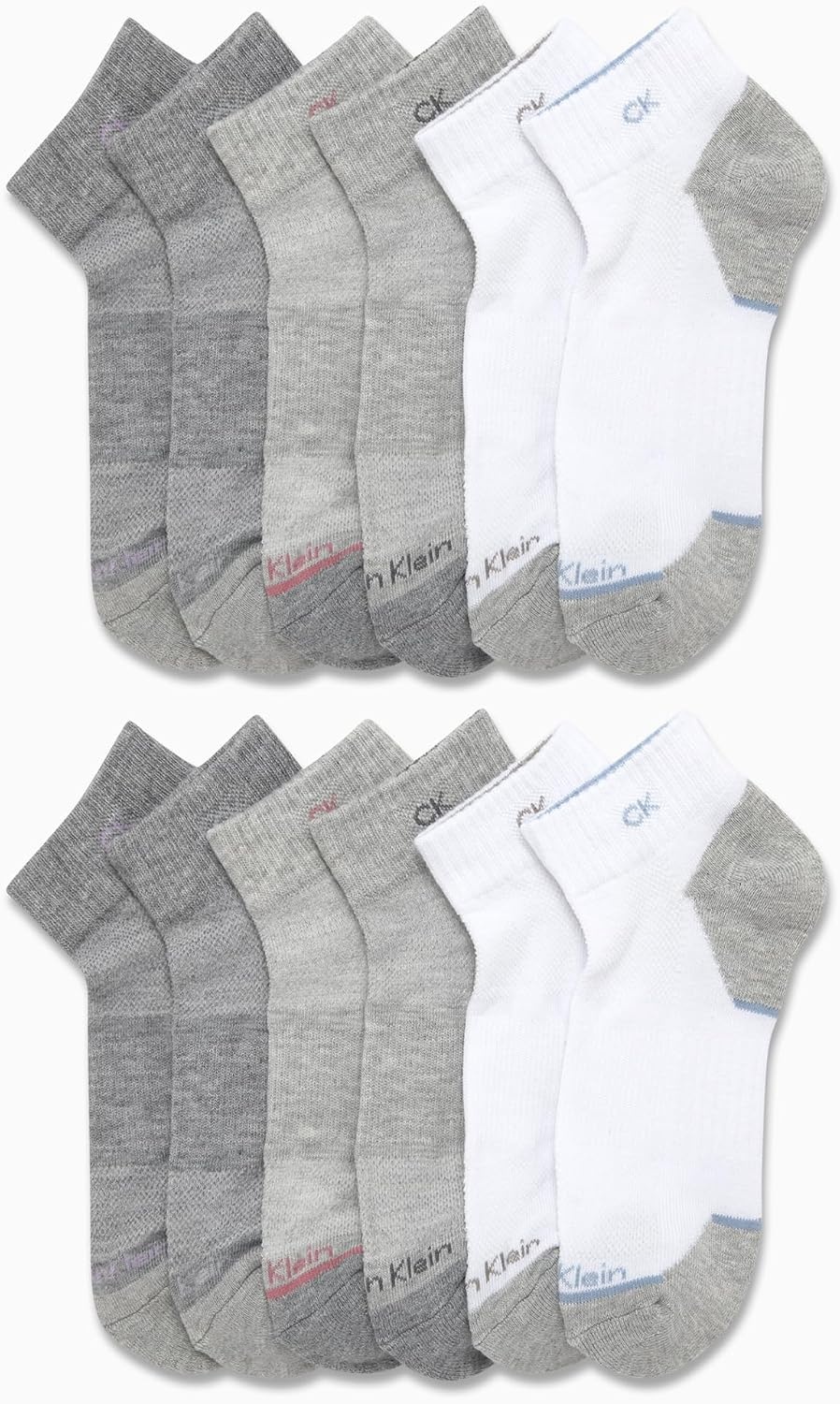 image:imageCalvin Klein Womens Quarter Socks 12 Pack Soft Cushioned Athletic Ankle Socks for Women for Running and WorkoutWhite Assorted