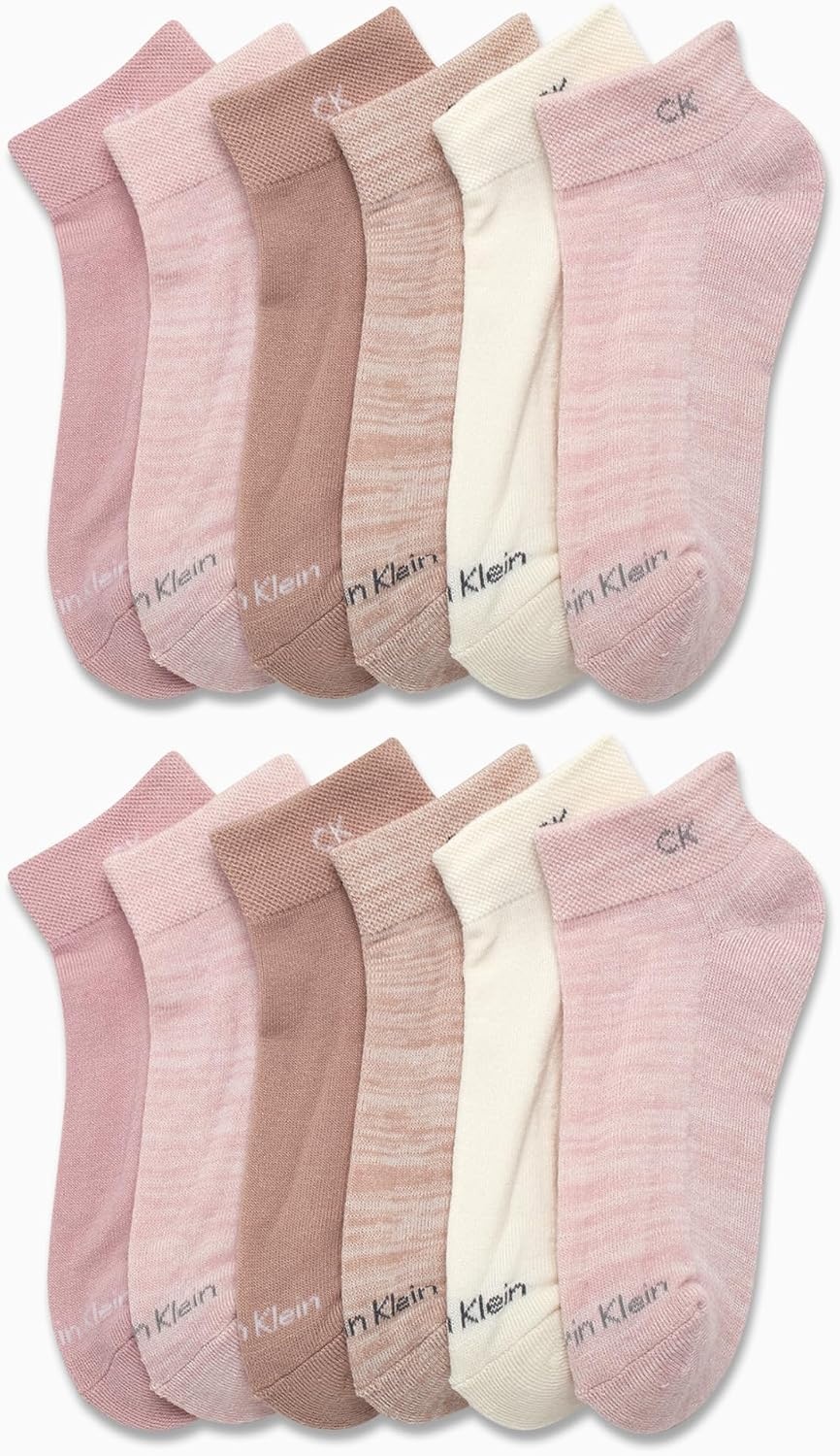 image:imageCalvin Klein Womens Quarter Socks 12 Pack Soft Cushioned Athletic Performance Quarter Length Ankle Socks for WomenPink Assorted