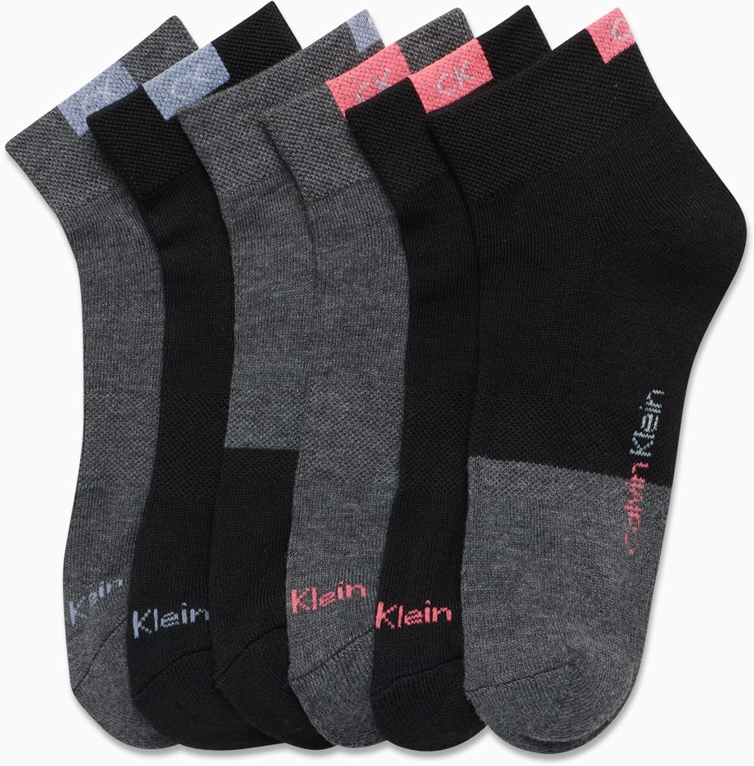image:imageCalvin Klein Womens Quarter Socks 6 Pack Cushioned Athletic Ankle Socks for Women Womens Sports Socks Size 410BlackGrey