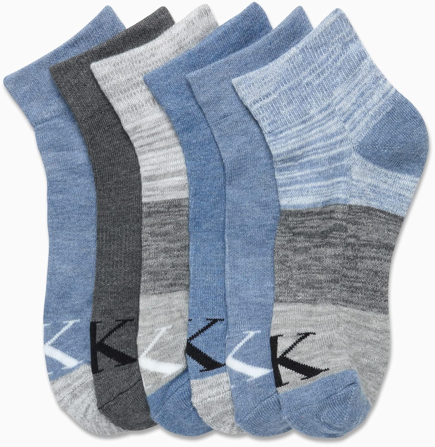 image:imageCalvin Klein Womens Quarter Socks 6 Pack Cushioned Athletic Ankle Socks for Women Womens Sports Socks Size 410Blue Assorted