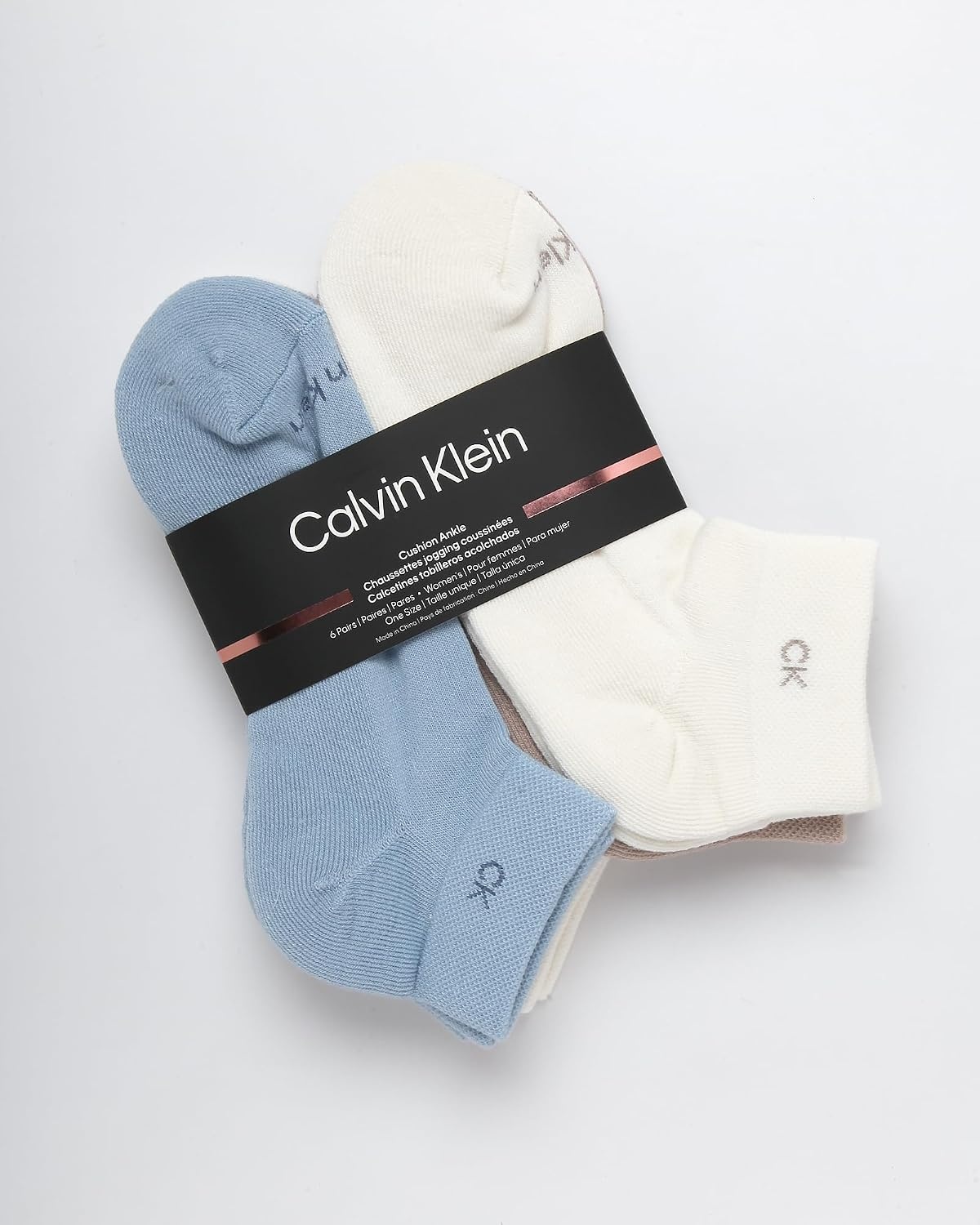 image:imageCalvin Klein Womens Quarter Socks 6 Pack Cushioned Athletic Ankle Socks for Women Womens Sports Socks Size 410Blue Beige Multi