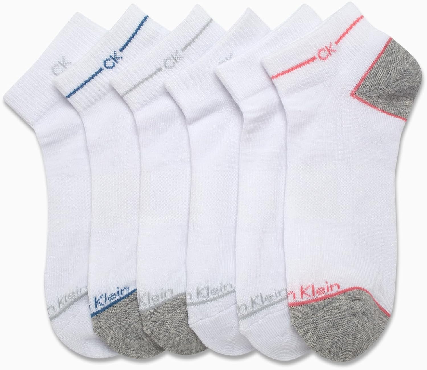 image:imageCalvin Klein Womens Quarter Socks 6 Pack Cushioned Athletic Ankle Socks for Women Womens Sports Socks Size 410White Grey