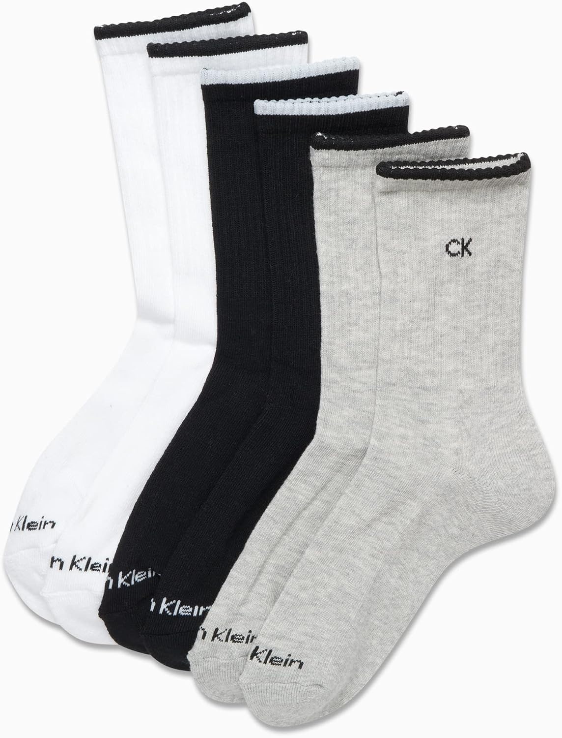 image:imageCalvin Klein Womens Socks Cushion Athletic Crew Socks 6 PackBlackWhiteGrey
