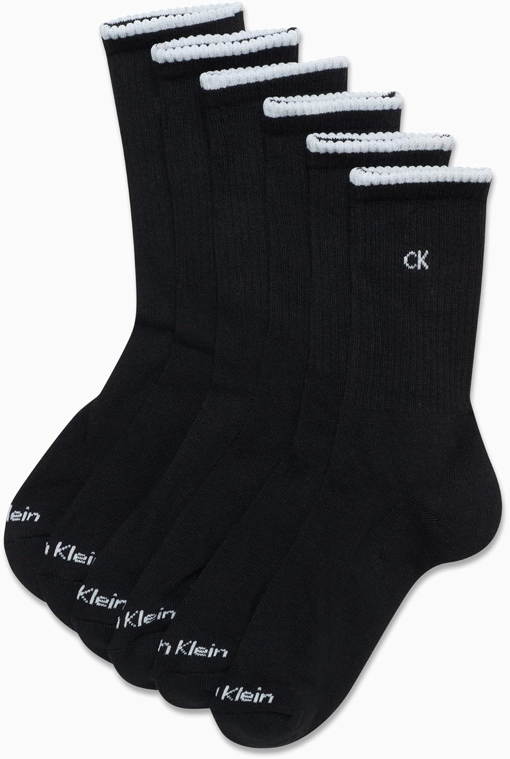 image:imageCalvin Klein Womens Socks Cushion Athletic Crew Socks 6 PackPure Black