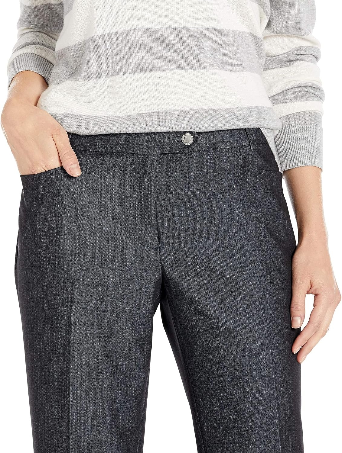 image:imageCalvin Klein Womens Straight Leg Lux Business Pant Standard amp PetiteIndigo