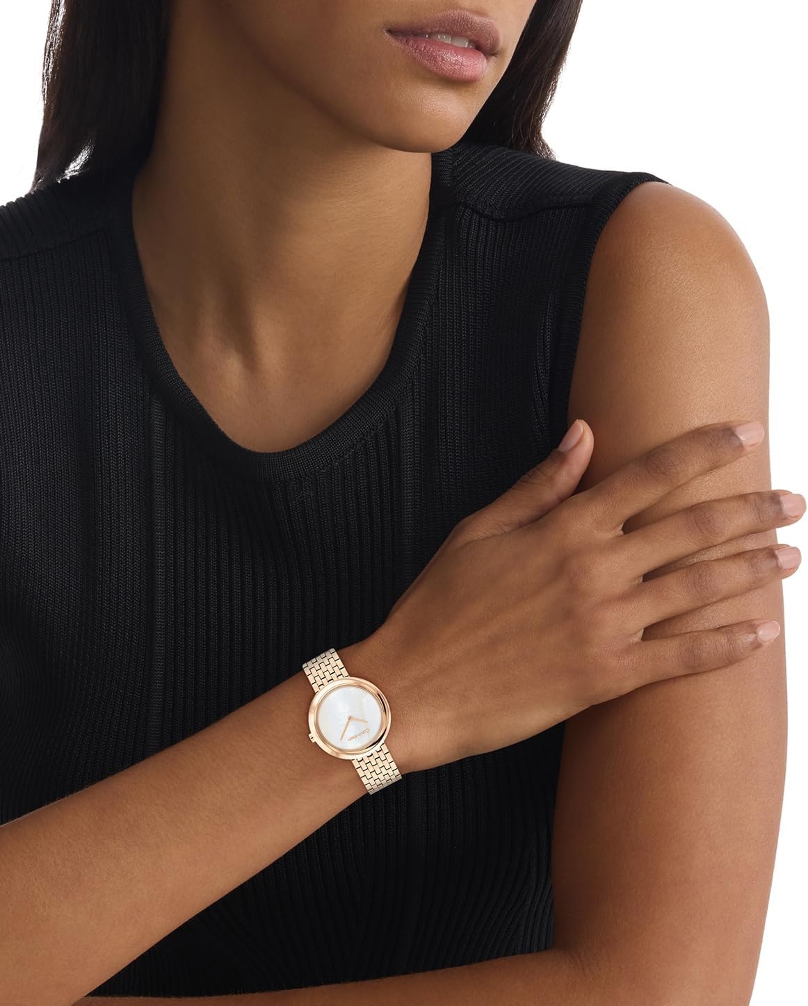 image:imageCalvin Klein Womens Twisted Bezel 34mm 2H Quartz Watch Stainless Steel Bracelet Water Resistance 30 Meters Minimalistic Style Premium Fashion Gift for HerWhite Mother of PearlCarnation Gold