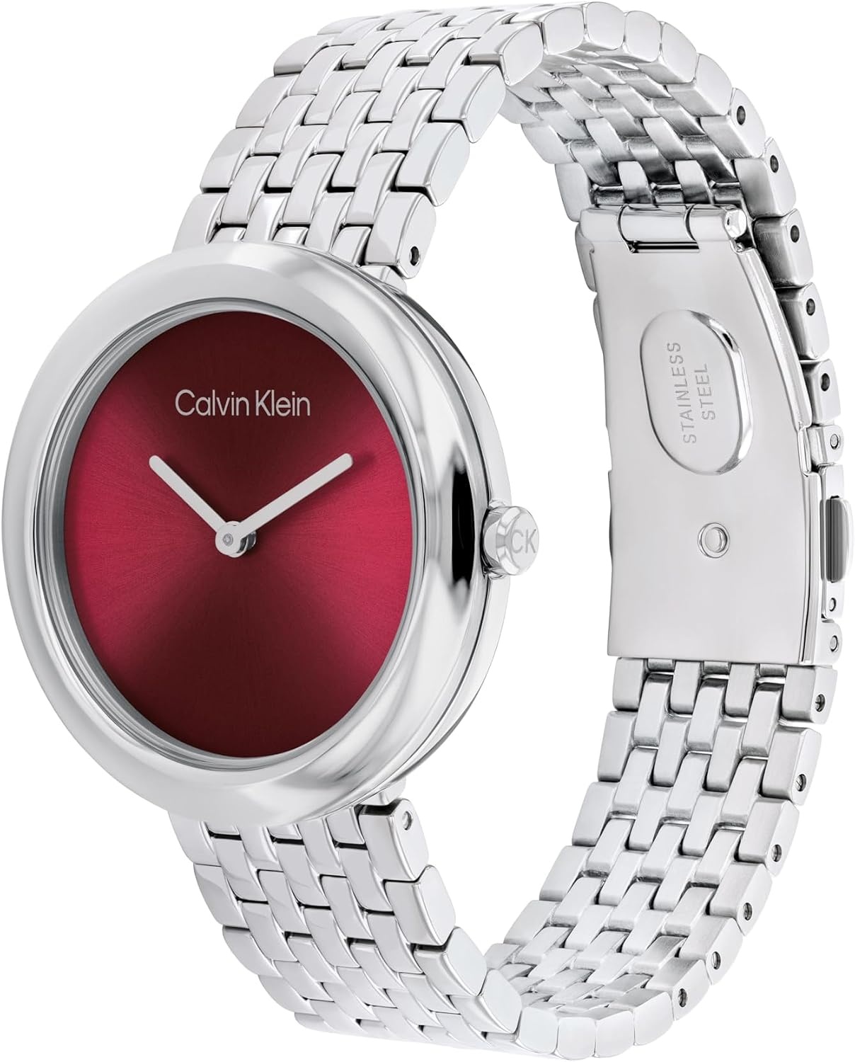 image:imageCalvin Klein Womens Twisted Bezel 34mm 2H Quartz Watch Stainless Steel Bracelet Water Resistance 30 Meters Minimalistic Style Premium Fashion Gift for HerRed