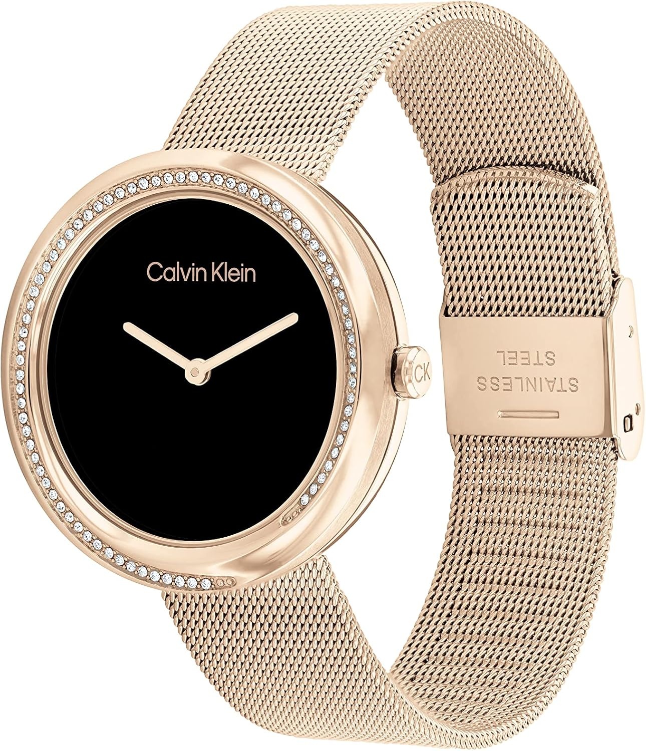 image:imageCalvin Klein Womens Twisted Bezel 34mm 2H Quartz Watch Stainless Steel Bracelet Water Resistance 30 Meters Minimalistic Style Premium Fashion Gift for HerBlack Rose Gold
