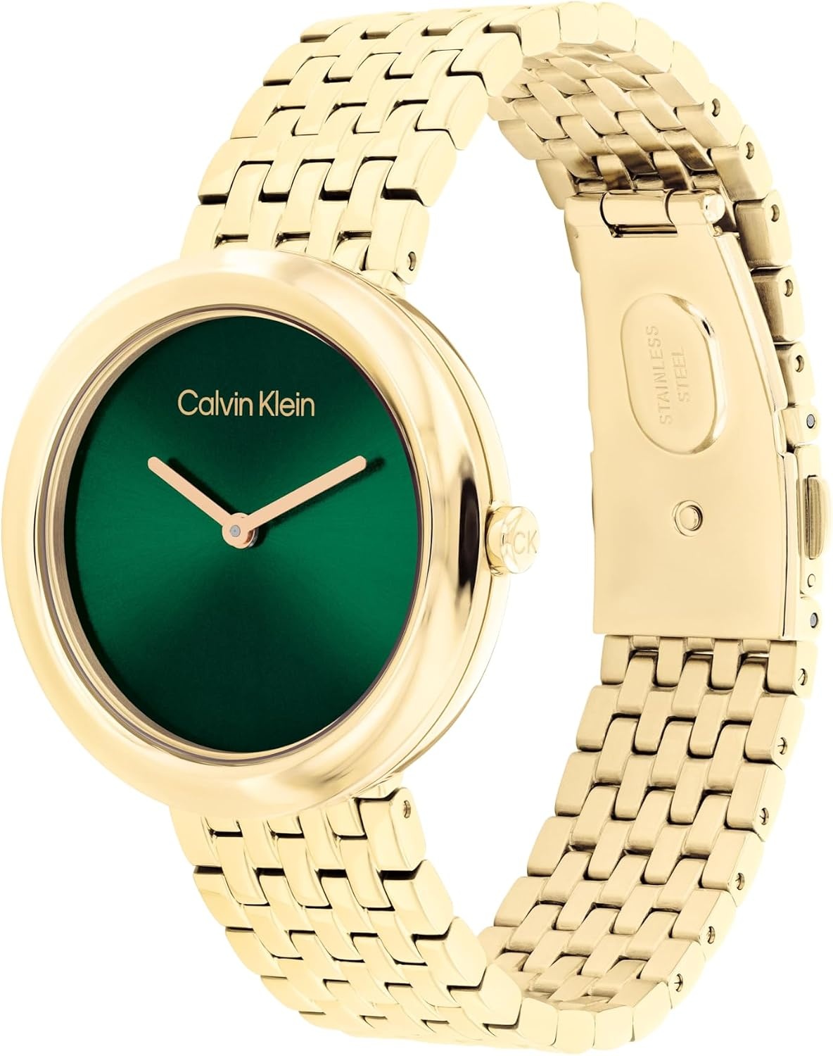 image:imageCalvin Klein Womens Twisted Bezel 34mm 2H Quartz Watch Stainless Steel Bracelet Water Resistance 30 Meters Minimalistic Style Premium Fashion Gift for HerGreen