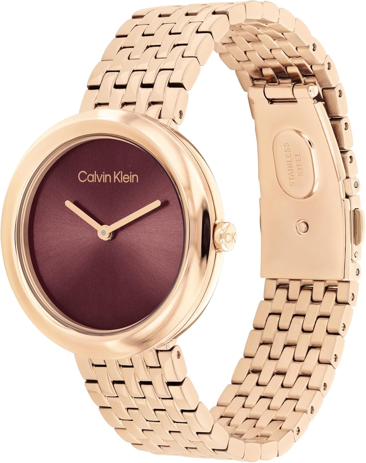 image:imageCalvin Klein Womens Twisted Bezel 34mm 2H Quartz Watch Stainless Steel Bracelet Water Resistance 30 Meters Minimalistic Style Premium Fashion Gift for HerMauve