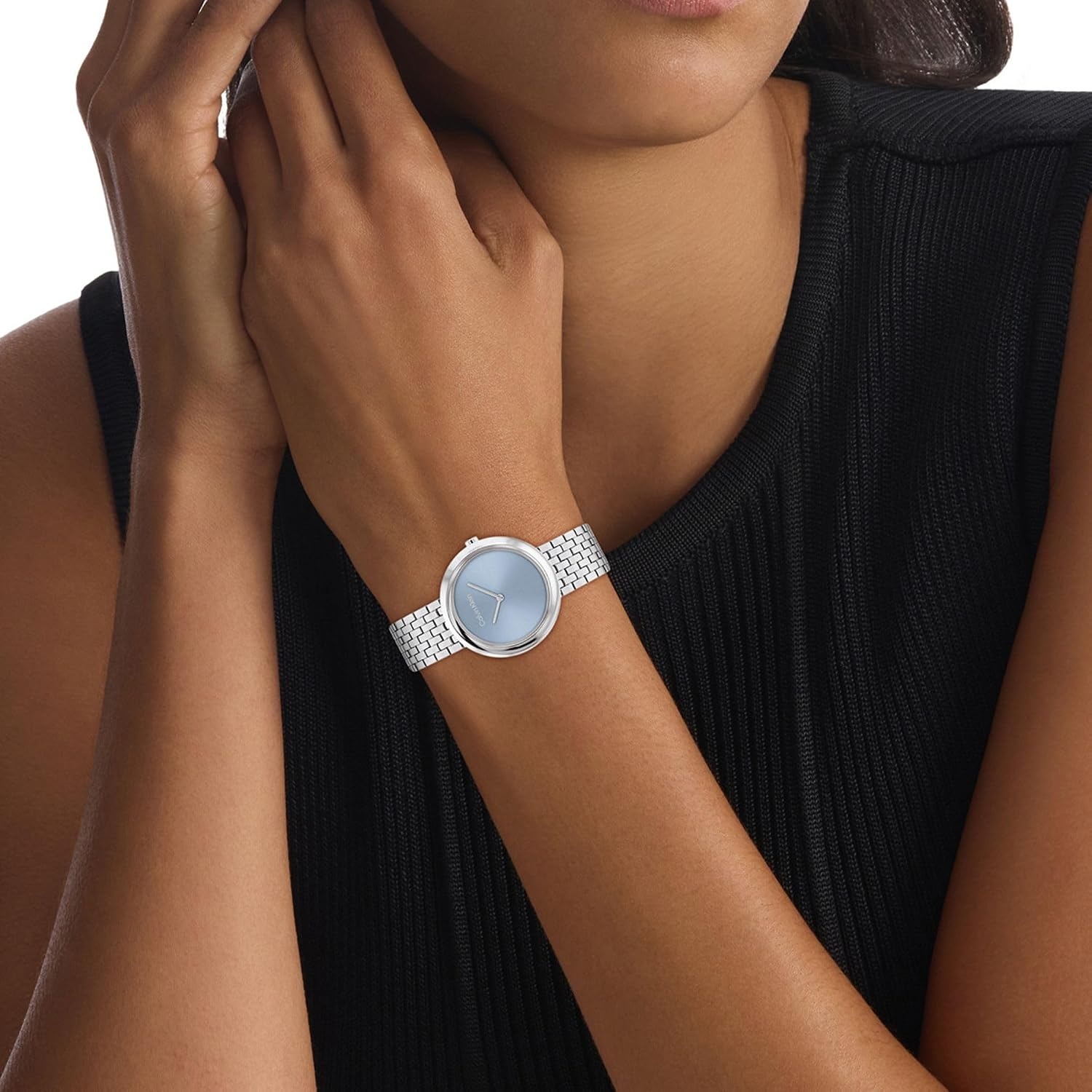 image:imageCalvin Klein Womens Twisted Bezel 34mm 2H Quartz Watch Stainless Steel Bracelet Water Resistance 30 Meters Minimalistic Style Premium Fashion Gift for HerBlue