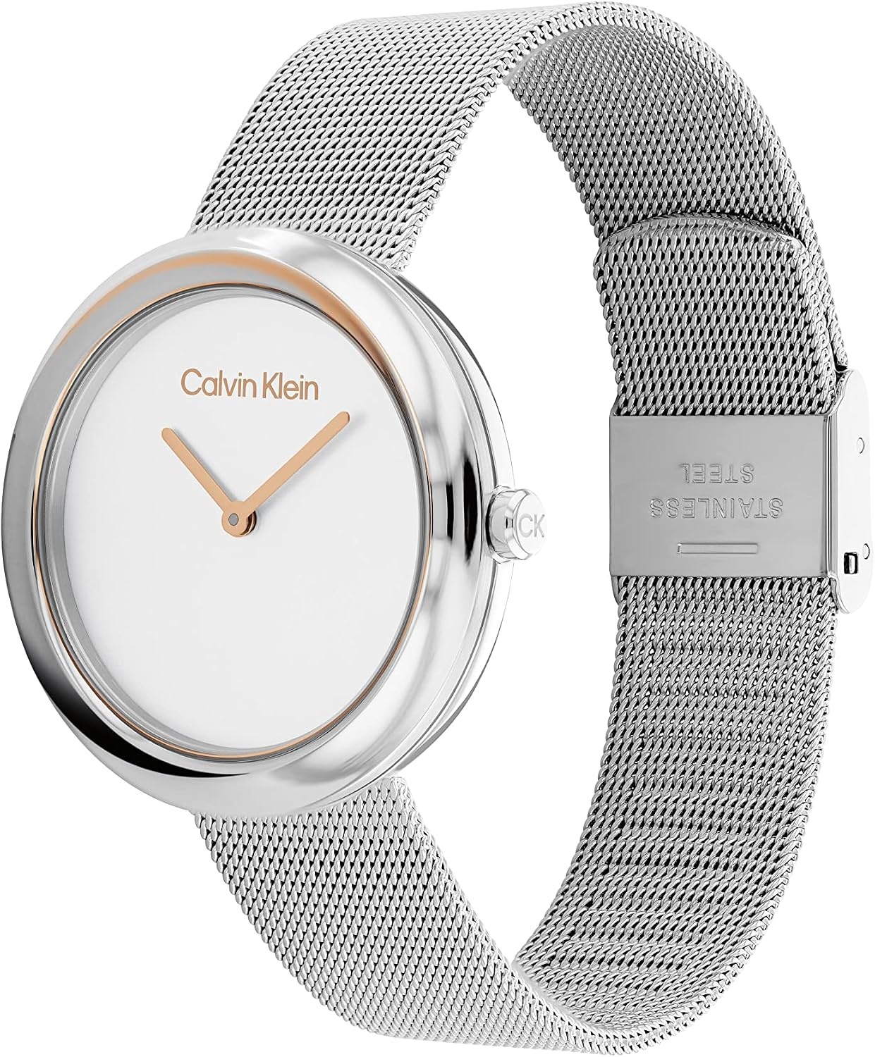 image:imageCalvin Klein Womens Twisted Bezel 34mm 2H Quartz Watch Stainless Steel Bracelet Water Resistance 30 Meters Minimalistic Style Premium Fashion Gift for HerSilver