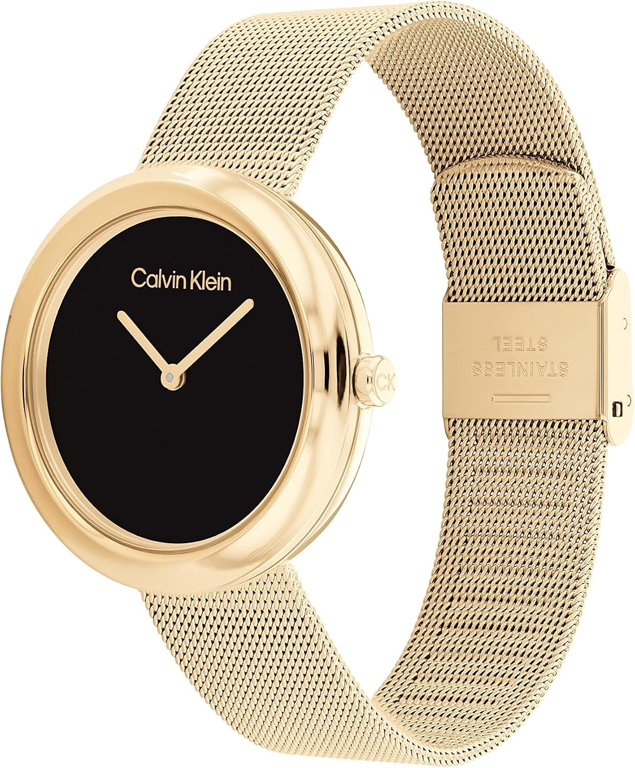 image:imageCalvin Klein Womens Twisted Bezel 34mm 2H Quartz Watch Stainless Steel Bracelet Water Resistance 30 Meters Minimalistic Style Premium Fashion Gift for HerBlack Gold