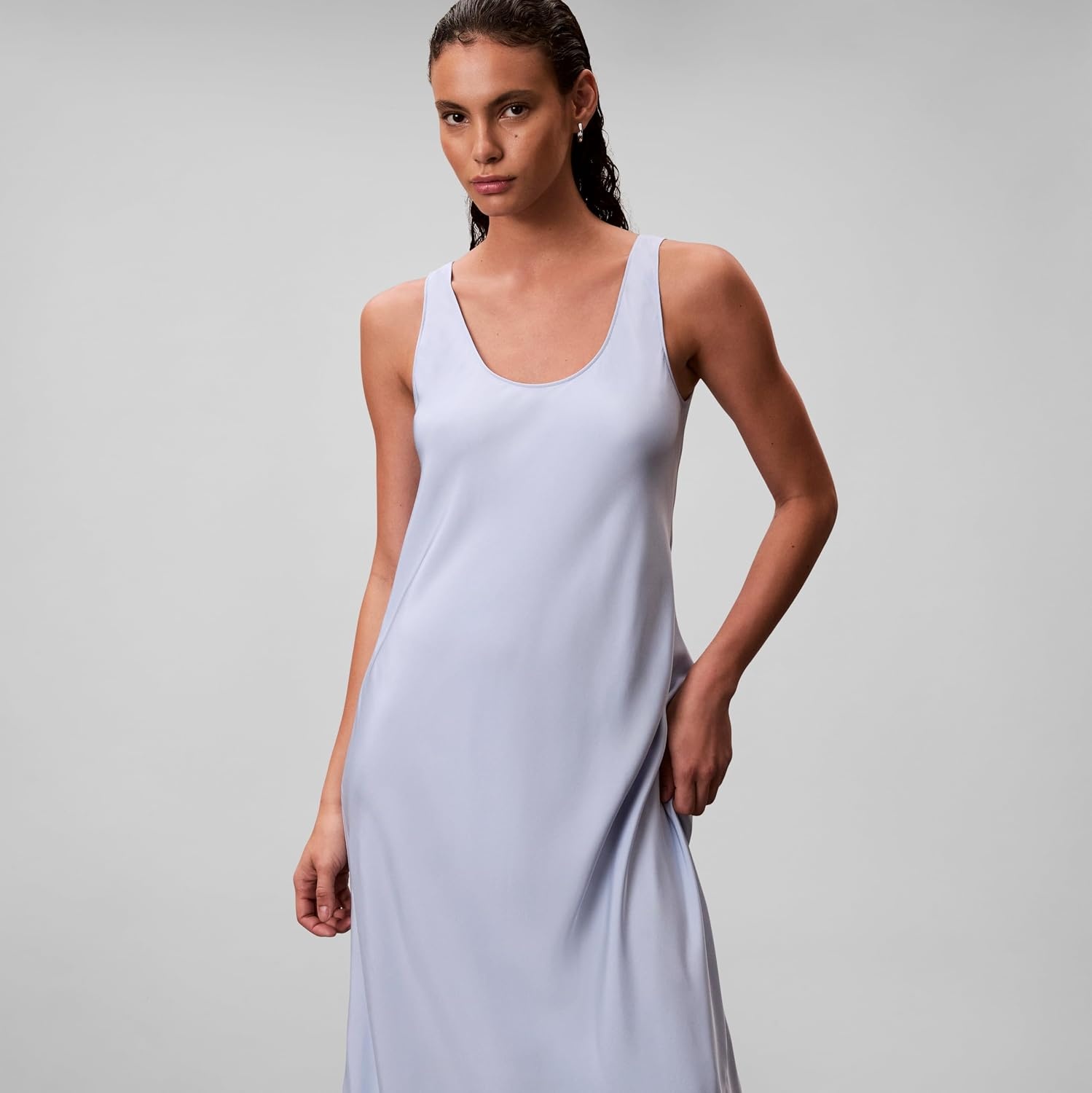 image:imageCalvin Klein Womens Viscose Twill Midi Slip DressKentucky Blue