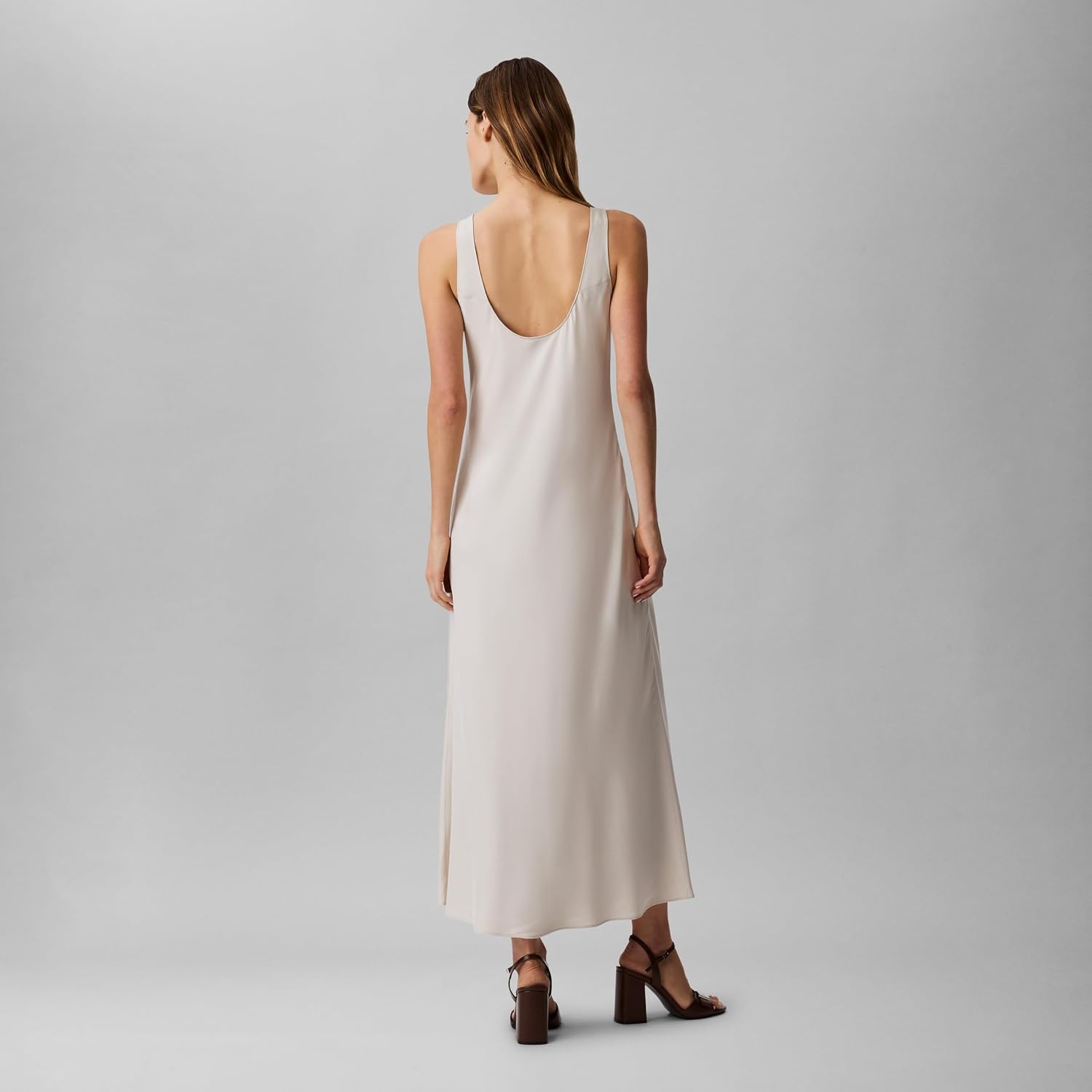 image:imageCalvin Klein Womens Viscose Twill Midi Slip DressOatmeal