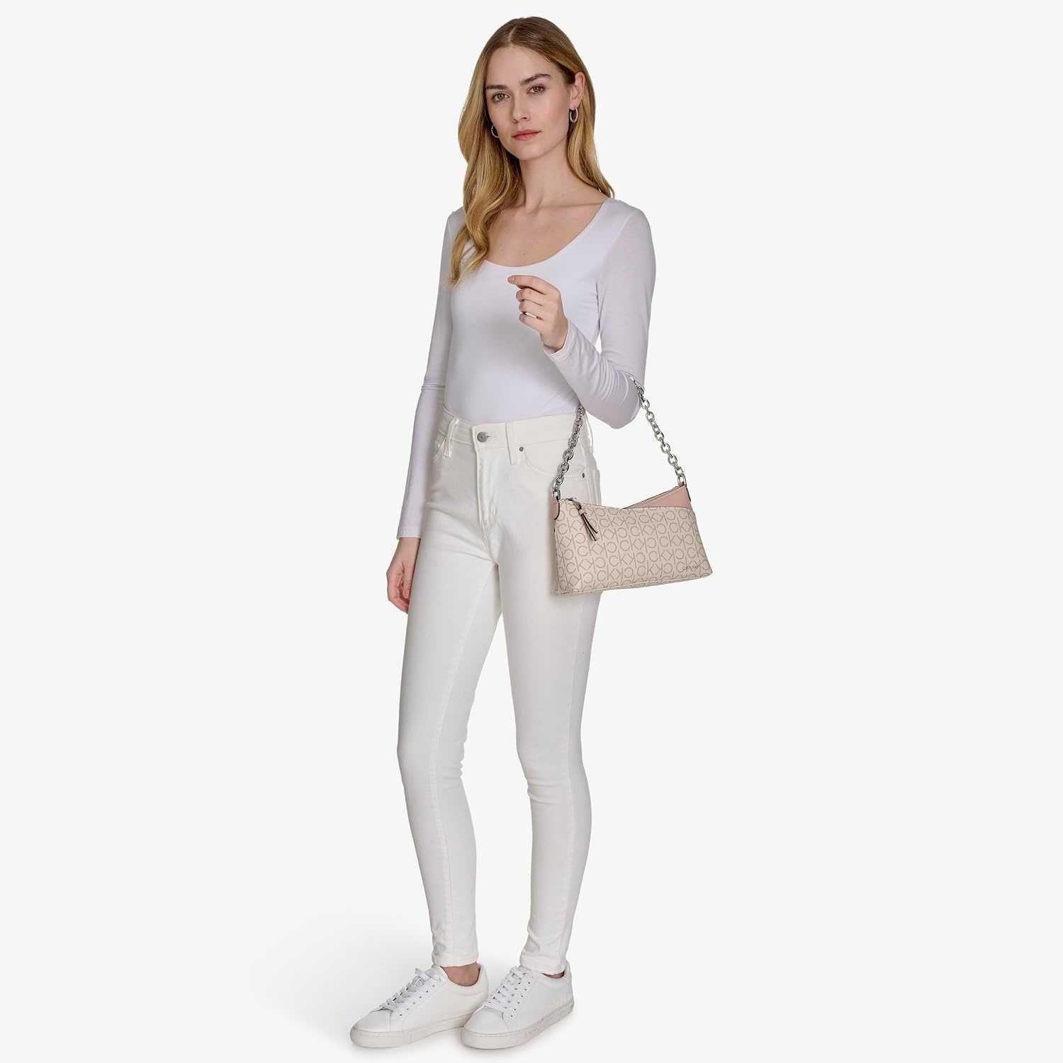 image:imageCalvin Klein Womens Zoe Top Zip Chain CrossbodyBlossom Combo Logo