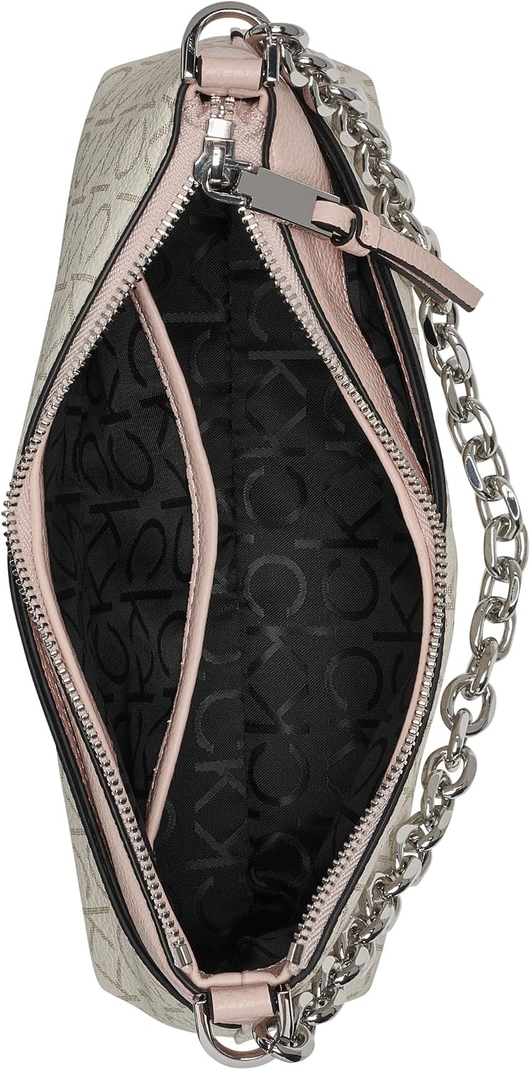 image:imageCalvin Klein Womens Zoe Top Zip Chain CrossbodyBlossom Combo Logo