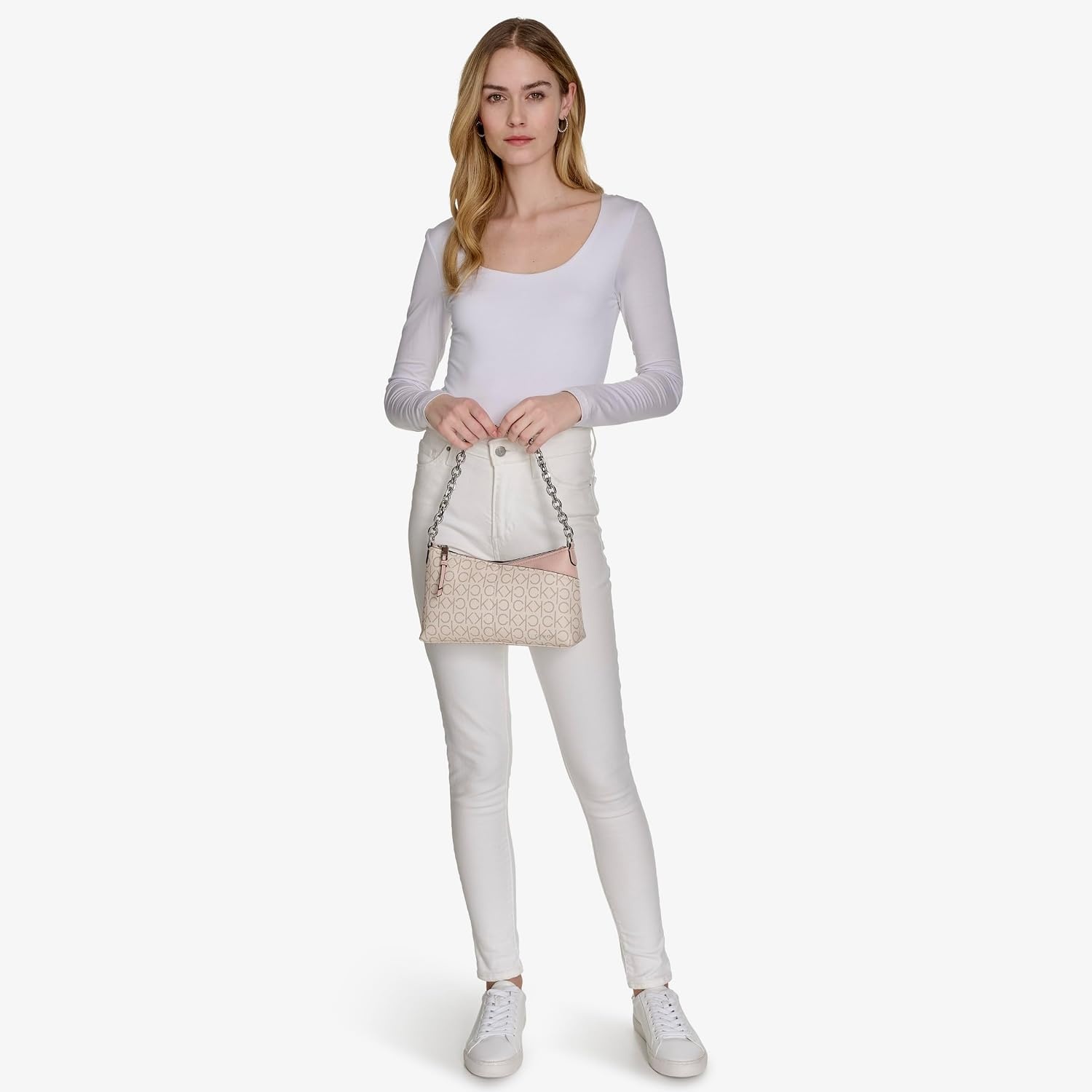 image:imageCalvin Klein Womens Zoe Top Zip Chain CrossbodyBlossom Combo Logo
