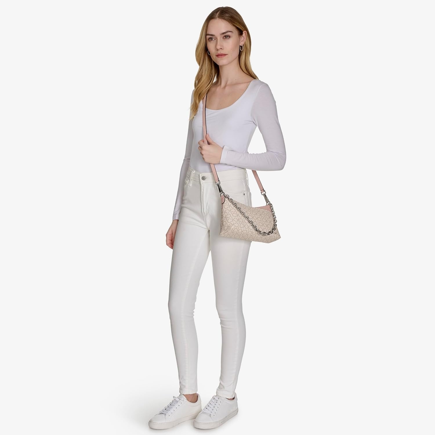 image:imageCalvin Klein Womens Zoe Top Zip Chain CrossbodyBlossom Combo Logo