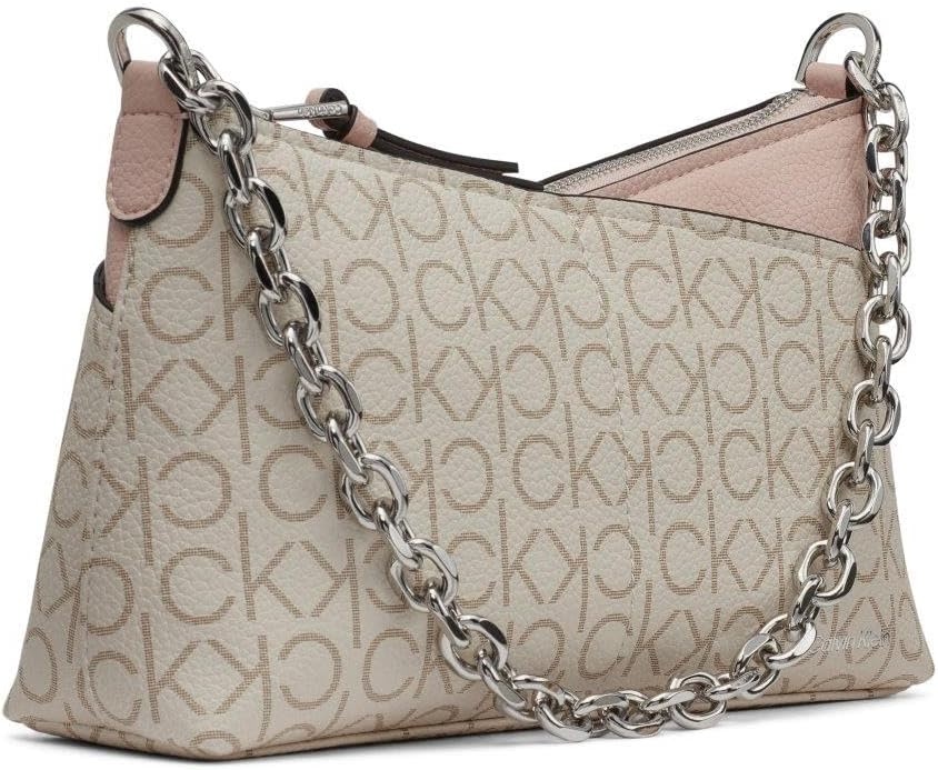 image:imageCalvin Klein Womens Zoe Top Zip Chain CrossbodyBlossom Combo Logo