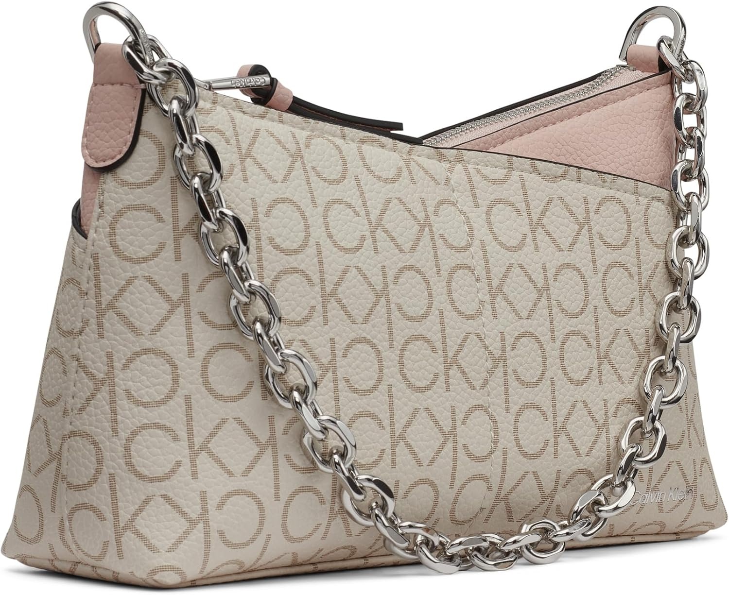 image:imageCalvin Klein Womens Zoe Top Zip Chain CrossbodyBlossom Combo Logo
