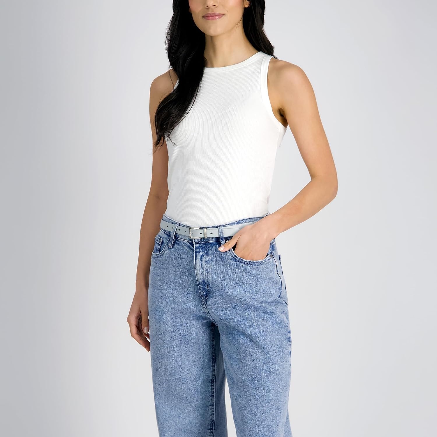 image:imageCalvin Klein womens Casual Slim Width Fashion Belt for Jeans Trousers and DressesBlue