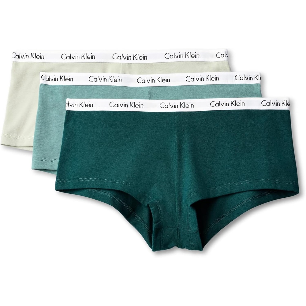 image:imageCalvin Klein Carousel Logo Cotton Stretch Boyshort Panties 3 PackSea Moss Sagebrush Green Misty Sage