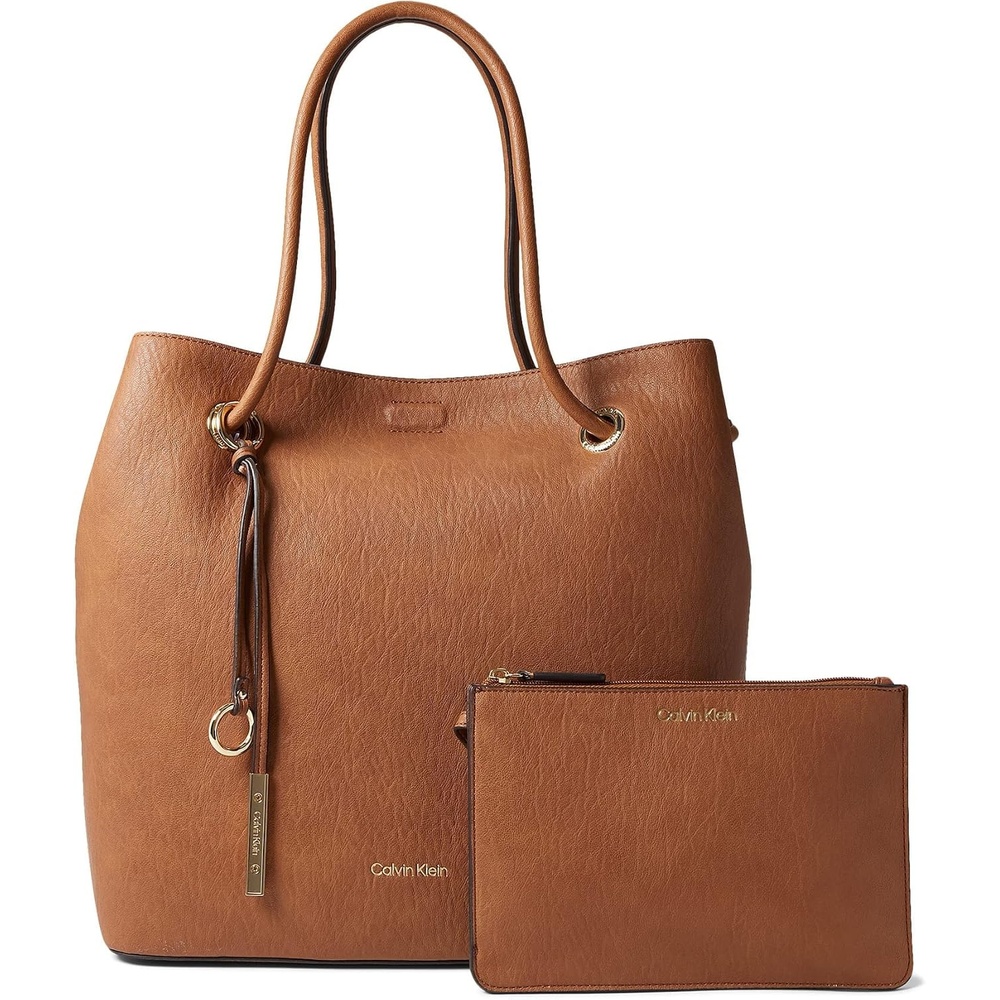 image:imageCalvin Klein Gabrianna Bubble Lamb NorthSouth Key Item ToteCaramel