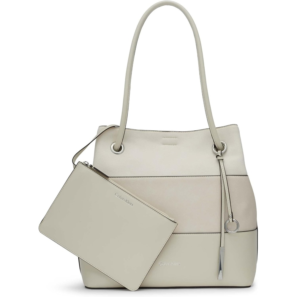 image:imageCalvin Klein Gabrianna Bubble Lamb NorthSouth Key Item ToteCherub White Mixed