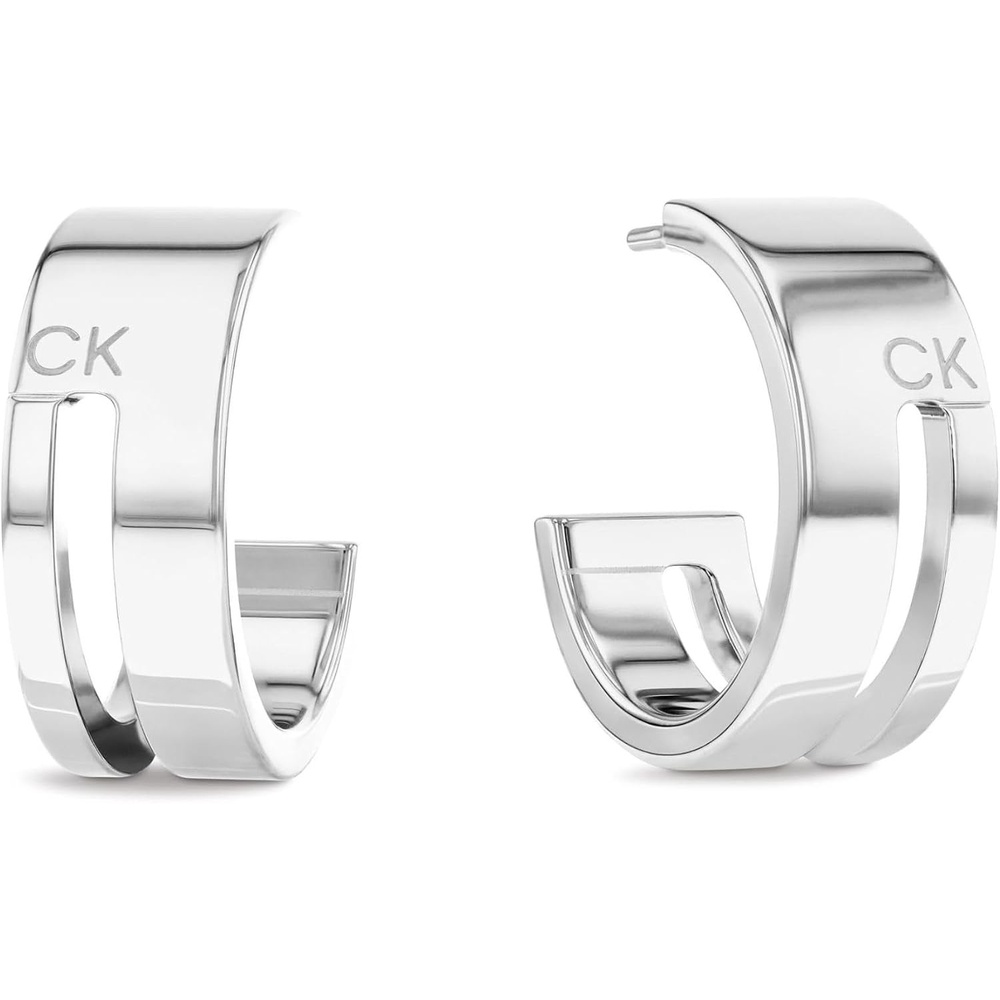 image:imageCalvin Klein Geometric Essentials Womens Hoop Earrings  Stainless Steel Elegant Jewelry Perfect for Any Occasion Designer Wear  Gift for HerSilver