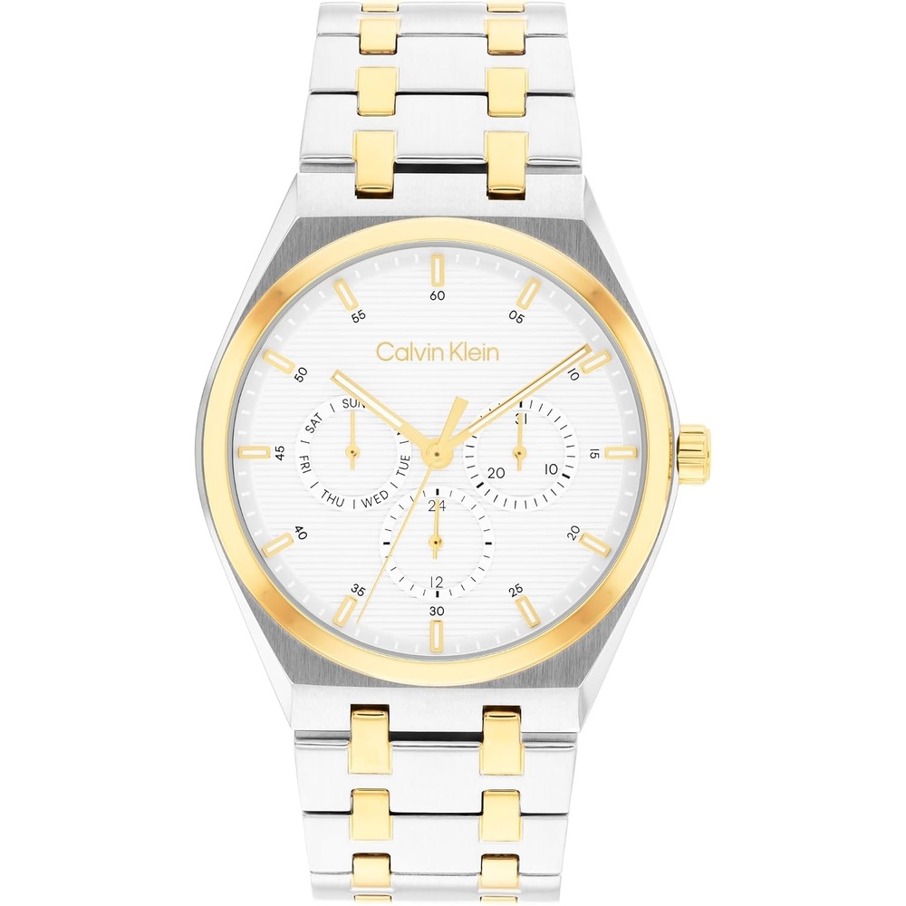 image:imageCalvin Klein Mens CK Motion Stainless Steel Watch  39mm Slim Case Multifunction Link Bracelet Versatile Everyday Style Gift for HimTwo Tone