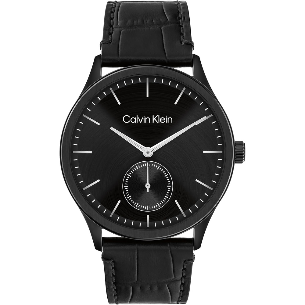 image:imageCalvin Klein Mens CK Tailored Quartz Watch  CrocEmbossed Strap Brushed Dial with SubEye Water Resistant Up to 30m  Classic Modern Timepiece  Gift for Him 42mmBlack