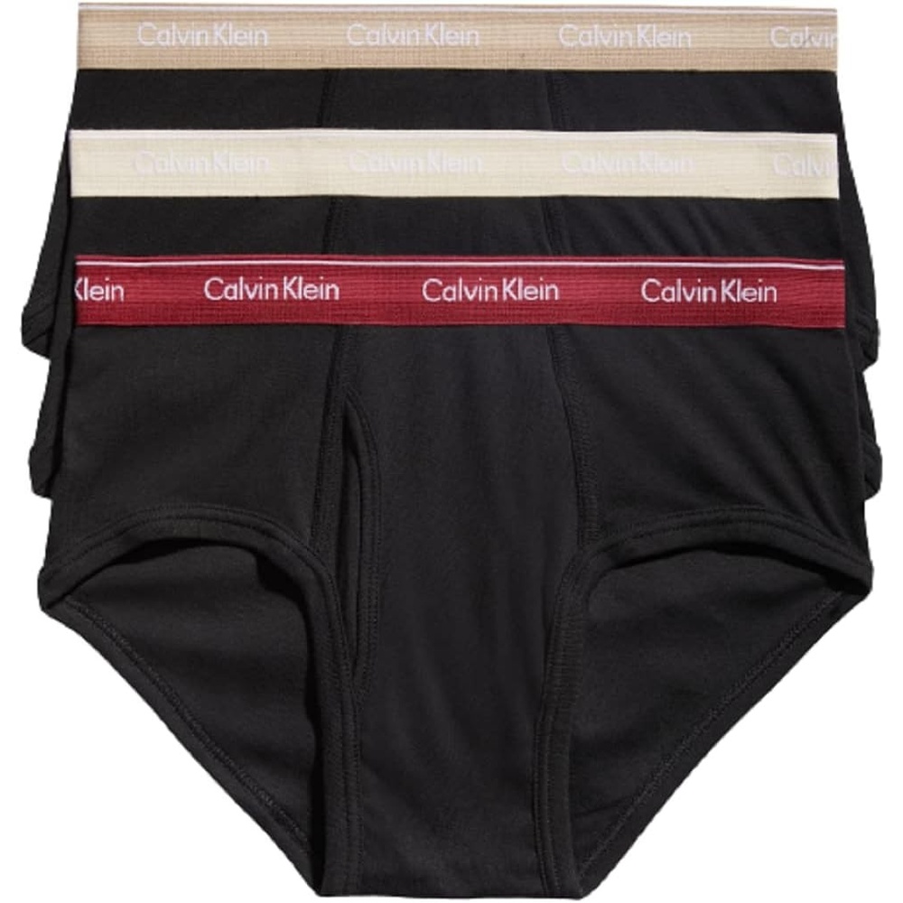 image:imageCalvin Klein Mens Cotton Classics 3pack BriefBlack Bodies W Tuffet  Red Carpet  Tapioca Wbs