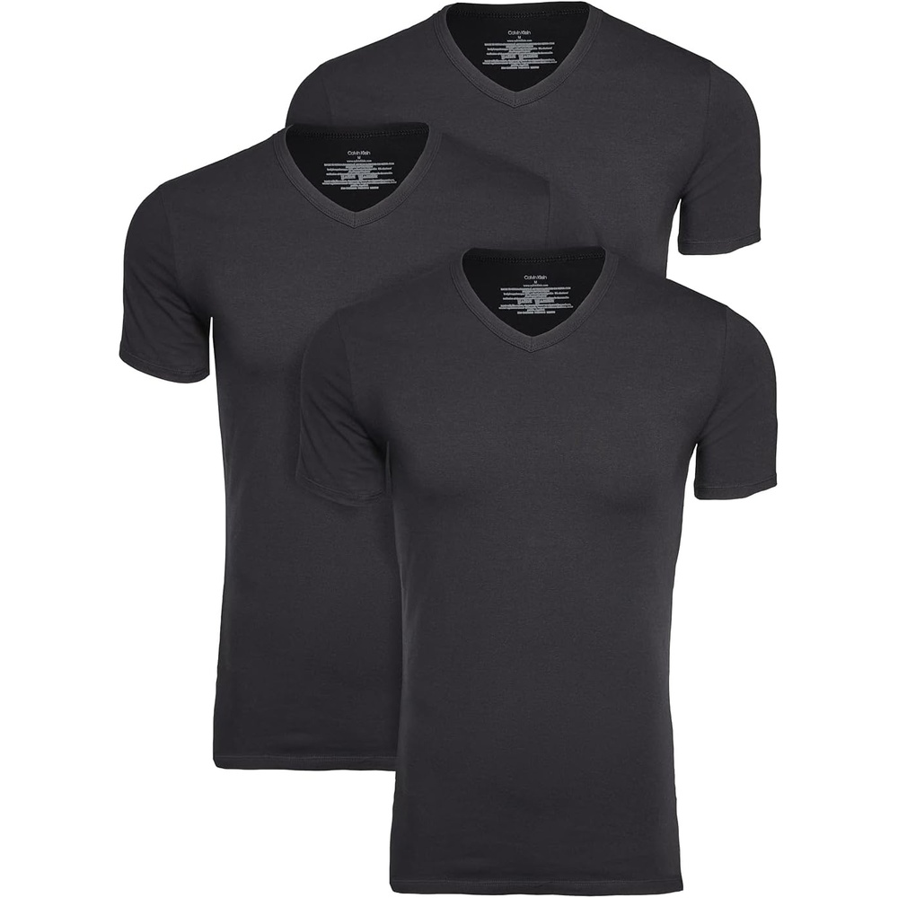 image:imageCalvin Klein Mens Cotton Stretch 3Pack Undershirts3 Black  Vneck